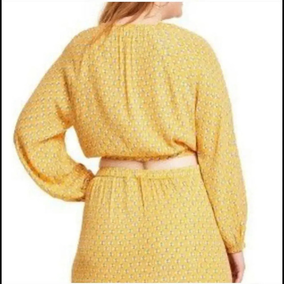 NWT Rhode Women's Dainty Lotus Print Wrap Top Yellow Turquoise Size XXS - Picture 15 of 15